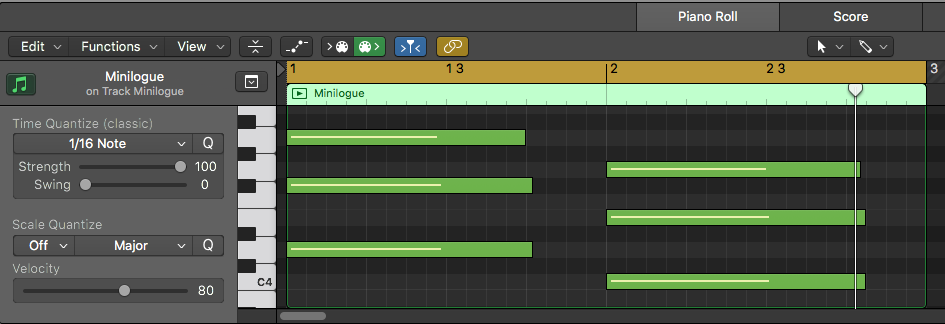 MIDI region with chords